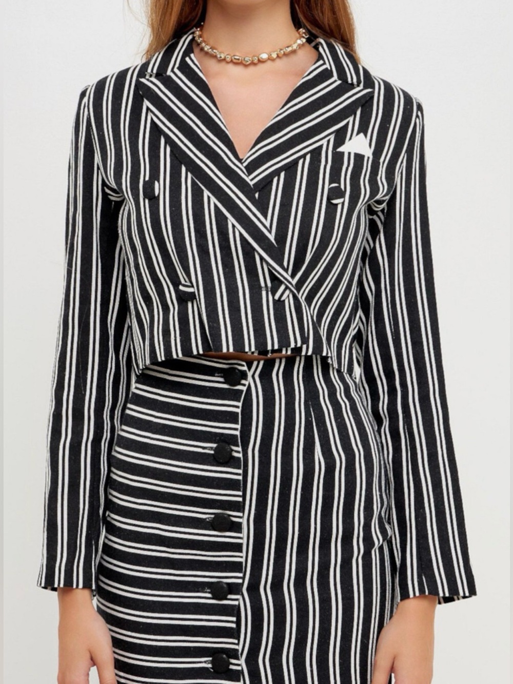 Endless Rose Stripe Cropped Jacket with lapel
